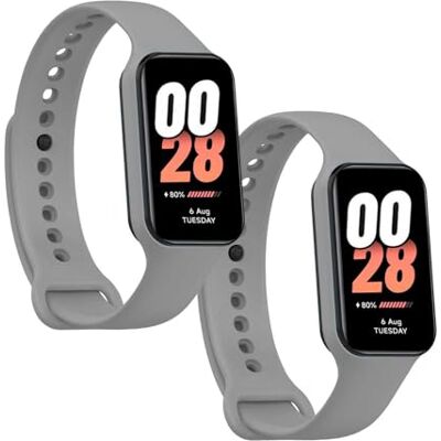 OcioDual 2 Piezzi Cinturino di Compatibile con Xiaomi Smart Band 8 Active/Redmi Smart Band 2, colore Grigio, cinturino di ricambio in Silicone Gomma morbida e flessibile per lo sport traspirante OcioDual 2 Piezzi Cinturino di Compatibile con Xiaomi Smart Band 8 Active/Redmi Smart Band 2, colore Grigio, cinturino di ricambio in Silicone Gomma morbida e flessibile per lo sport traspirante