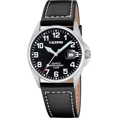 Calypso Orologio Uomo Analogico in Pelle Nero Calypso Orologio Uomo Analogico in Pelle Nero