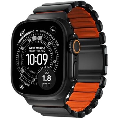 NOMAD Stratos Cinturino I per Apple Watch 42/44/45/46/49 mm, design ibrido, Nero Ultra Arancione, Verschiedene verde, Moderno NOMAD Stratos Cinturino I per Apple Watch 42/44/45/46/49 mm, design ibrido, Nero Ultra Arancione, Verschiedene verde, Moderno