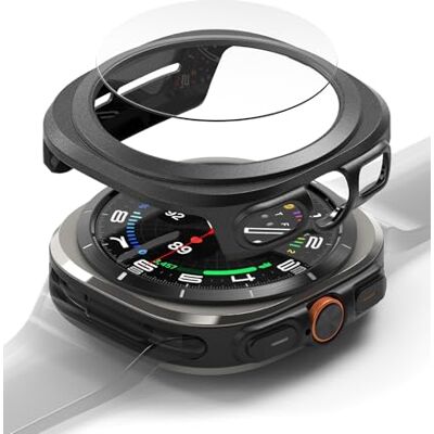 Ringke Slim & Glass Compatibile con Cover Samsung Galaxy Watch Ultra 47mm, (Combo) Custodia Protezione Calza Anti Graffio PC Rigida con Protezione Dello Schermo in Vetro Temperato Titanium Black Ringke Slim & Glass Compatibile con Cover Samsung Galaxy Watch Ultra 47mm, (Combo) Custodia Protezione Calza Anti Graffio PC Rigida con Protezione Dello Schermo in Vetro Temperato Titanium Black