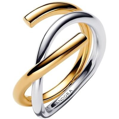 PANDORA Bague pour Femme Bicolore 163889C00, 56/17,8, Argent Sterling, Aucune Pierre précieuse PANDORA Bague pour Femme Bicolore 163889C00, 56/17,8, Argent Sterling, Aucune Pierre précieuse