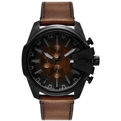 Diesel Uomo Mega Chief Slim, orologio cronografo con cinturino in acciaio inox o in pelle Diesel Uomo Mega Chief Slim, orologio cronografo con cinturino in acciaio inox o in pelle