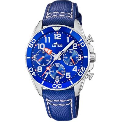 Lotus Orologio Bambino Analogico in Acciaio Inossidabile e Pelle Blu Movimento al Quarzo, Orologio Bambino, Vetro Minerale ad Alta Resistenza, Impermeabile 5 ATM 18859/1 Lotus Orologio Bambino Analogico in Acciaio Inossidabile e Pelle Blu Movimento al Quarzo, Orologio Bambino, Vetro Minerale ad Alta Resistenza, Impermeabile 5 ATM 18859/1