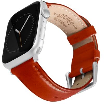 Archer Watch Straps Cinturini Pelle Pieno Fiore per Apple Watch (Cognac/Cucitura Abbinata, Argento, 40/41/42mm) Archer Watch Straps Cinturini Pelle Pieno Fiore per Apple Watch (Cognac/Cucitura Abbinata, Argento, 40/41/42mm)