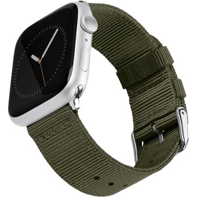 Archer Watch Straps Cinturini in Nylon Premium per Apple Watch (Verde Oliva/Acciaio Inossidabile, 40/41/42mm) Archer Watch Straps Cinturini in Nylon Premium per Apple Watch (Verde Oliva/Acciaio Inossidabile, 40/41/42mm)