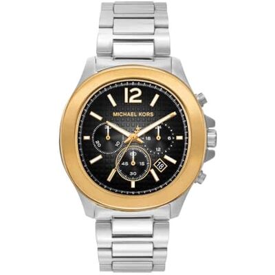 Michael Kors Orologio Sage da uomo, movimento cronografo al quarzo 44 mm con cinturino in acciaio inossidabile, 44 mm, Tono argento e nero Michael Kors Orologio Sage da uomo, movimento cronografo al quarzo 44 mm con cinturino in acciaio inossidabile, 44 mm, Tono argento e nero