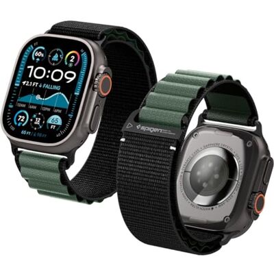 Spigen WBF1 Cinturino per Apple Watch Ultra 4/3/2/1, Series 12/11/10 Cinturino in nylon leggero con chiusura a strappo per una vestibilità sicura per Apple Watch 49/46/45/44/42mm Spigen WBF1 Cinturino per Apple Watch Ultra 4/3/2/1, Series 12/11/10 Cinturino in nylon leggero con chiusura a strappo per una vestibilità sicura per Apple Watch 49/46/45/44/42mm