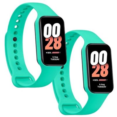 OcioDual 2 Piezzi Cinturino di Compatibile con Xiaomi Smart Band 8 Active/Redmi Smart Band 2, colore Turchese, cinturino di ricambio in Silicone Gomma morbida e flessibile per lo sport traspirante OcioDual 2 Piezzi Cinturino di Compatibile con Xiaomi Smart Band 8 Active/Redmi Smart Band 2, colore Turchese, cinturino di ricambio in Silicone Gomma morbida e flessibile per lo sport traspirante