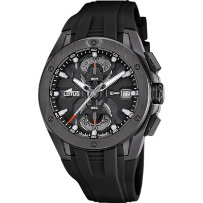 Lotus Orologio Uomo Analogico in Acciaio Inossidabile e Gomma Nero Lotus Orologio Uomo Analogico in Acciaio Inossidabile e Gomma Nero