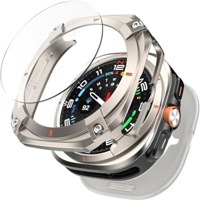 MoKo 3 in 1 Cover in Metallo per Samsung Galaxy Watch Ultra 47mm (2025/2024), Custodia Protettiva e Cover Posteriore Rigida in PC, Protezione per Schermo in Vetro Temperato HD, Tianio/Arancione MoKo 3 in 1 Cover in Metallo per Samsung Galaxy Watch Ultra 47mm (2025/2024), Custodia Protettiva e Cover Posteriore Rigida in PC, Protezione per Schermo in Vetro Temperato HD, Tianio/Arancione