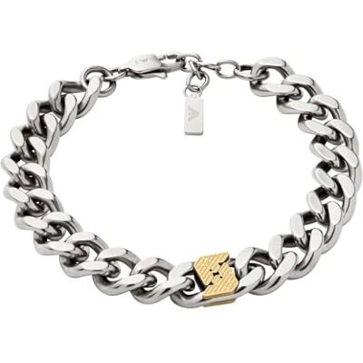 Emporio Armani Bracciale da uomo in acciaio inossidabile o con perline con chiusura a moschettone Emporio Armani Bracciale da uomo in acciaio inossidabile o con perline con chiusura a moschettone