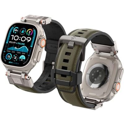 Spigen Dura Pro Armor Cinturino Nylon TPU Compatibile con Apple Watch Ultra 3/2/1 49mm, Series 11/10 46mm, Series 9/8/7-4/SE 45mm, 44mm Verde Militare Spigen Dura Pro Armor Cinturino Nylon TPU Compatibile con Apple Watch Ultra 3/2/1 49mm, Series 11/10 46mm, Series 9/8/7-4/SE 45mm, 44mm Verde Militare