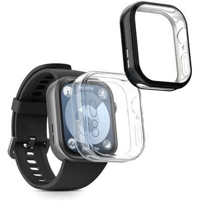 kwmobile Set 2x Custodia Smartwatch Compatibile con Huawei Watch Fit 3 Cover Case Silicone Protezione Orologio Fitness trasparente/nero kwmobile Set 2x Custodia Smartwatch Compatibile con Huawei Watch Fit 3 Cover Case Silicone Protezione Orologio Fitness trasparente/nero