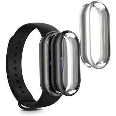 kwmobile Set 2x Custodia Smartwatch Compatibile con Xiaomi Mi Band 9 / Smart Band 9 Cover Case Silicone Protezione Orologio Fitness nero/argento kwmobile Set 2x Custodia Smartwatch Compatibile con Xiaomi Mi Band 9 / Smart Band 9 Cover Case Silicone Protezione Orologio Fitness nero/argento