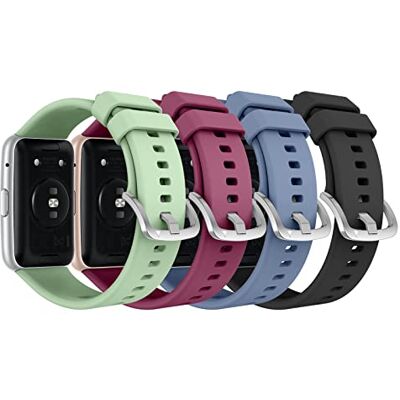 MoKo 4 Pezzi Cinturino Compatibile con Huawei Watch Fit Active/Elegant Smartwatch, Braccialetto Sportivo di Ricambio in Morbido Silicone, Verde/Rosso Vino/Griggio Blu/Nero MoKo 4 Pezzi Cinturino Compatibile con Huawei Watch Fit Active/Elegant Smartwatch, Braccialetto Sportivo di Ricambio in Morbido Silicone, Verde/Rosso Vino/Griggio Blu/Nero