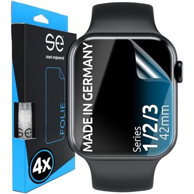 smart engineered 3D Pellicola protettiva per schermo per Apple Watch 42mm [4 pezzi Transparente, Case-friendly, Non Vetro Temperato ma Pellicola Protettiva TPU smart engineered 3D Pellicola protettiva per schermo per Apple Watch 42mm [4 pezzi Transparente, Case-friendly, Non Vetro Temperato ma Pellicola Protettiva TPU