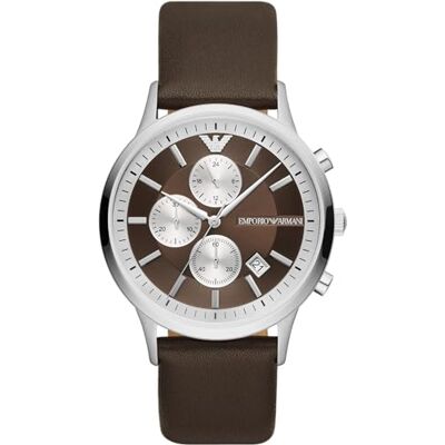 Emporio Armani Orologio da uomo, movimento cronografo, cassa in acciaio 43 mm con cinturino in pelle Pro-Planet, Emporio Armani Orologio da uomo, movimento cronografo, cassa in acciaio 43 mm con cinturino in pelle Pro-Planet,