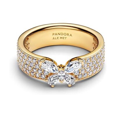 PANDORA 164270C01 Bague pour femme Motif papillon scintillant Doré, 56/17,8, argent sterling, Zircon cubique PANDORA 164270C01 Bague pour femme Motif papillon scintillant Doré, 56/17,8, argent sterling, Zircon cubique
