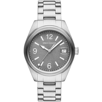 Armani Orologio da uomo, Movimento al quarzo a tre lancette e cassa da 42 mm con cinturino in acciaio, Tono argento Armani Orologio da uomo, Movimento al quarzo a tre lancette e cassa da 42 mm con cinturino in acciaio, Tono argento