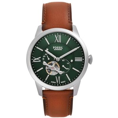 Fossil Townsman orologio per uomo, movimento automatico, bracciale in acciaio o cinturino in pelle, 44 mm, Verde Scuro Fossil Townsman orologio per uomo, movimento automatico, bracciale in acciaio o cinturino in pelle, 44 mm, Verde Scuro