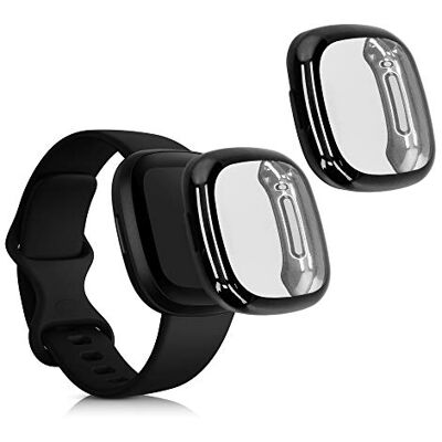 kwmobile Set 2x Custodia Smartwatch Compatibile con Fitbit Versa 3 / Sense Cover Case Silicone Protezione Orologio Fitness nero/trasparente kwmobile Set 2x Custodia Smartwatch Compatibile con Fitbit Versa 3 / Sense Cover Case Silicone Protezione Orologio Fitness nero/trasparente