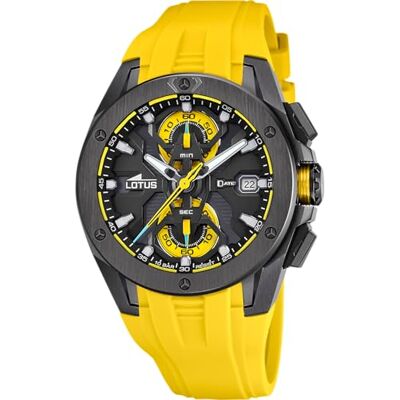 Lotus Orologio Uomo Analogico in Acciaio Inossidabile e Gomma Giallo Lotus Orologio Uomo Analogico in Acciaio Inossidabile e Gomma Giallo