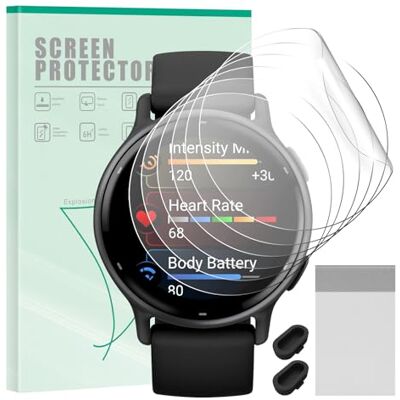 FINTIE Confezione da 6 pellicole protettive compatibili con Garmin Vivoactive 5, antigraffio, autorigeneranti, in TPU ad alta definizione, trasparenti, con porta di ricarica FINTIE Confezione da 6 pellicole protettive compatibili con Garmin Vivoactive 5, antigraffio, autorigeneranti, in TPU ad alta definizione, trasparenti, con porta di ricarica