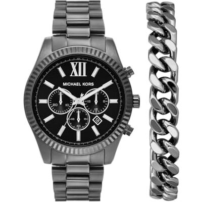 Michael Kors Orologio Lexington per uomo, movimento cronografo al quarzo da 44 mm con cinturino in acciaio inossidabile, 44 mm, Set di carboncini Michael Kors Orologio Lexington per uomo, movimento cronografo al quarzo da 44 mm con cinturino in acciaio inossidabile, 44 mm, Set di carboncini