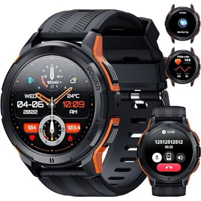 OBA OUKITEL Smartwatch Uomo con Chiamate Bluetooth, 1,43 Pollici AMOLED Display, Batteria 410mAh, Orologio Impermeabile 5 ATM con Cardiofrequenzimetro Monitor Sonno per Android iOS, Arancione OBA OUKITEL Smartwatch Uomo con Chiamate Bluetooth, 1,43 Pollici AMOLED Display, Batteria 410mAh, Orologio Impermeabile 5 ATM con Cardiofrequenzimetro Monitor Sonno per Android iOS, Arancione