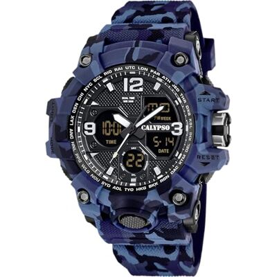 Calypso Orologio Digitale Uomo Analogico in Gomma Blu K5855/2 Calypso Orologio Digitale Uomo Analogico in Gomma Blu K5855/2