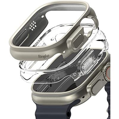 Ringke Slim (2 Pezzi) Compatibile con Cover Apple Watch Ultra 3/2 / 1, Custodia Sottile Rigida PC Anti Graffio Clear & Titanium Gray Ringke Slim (2 Pezzi) Compatibile con Cover Apple Watch Ultra 3/2 / 1, Custodia Sottile Rigida PC Anti Graffio Clear & Titanium Gray