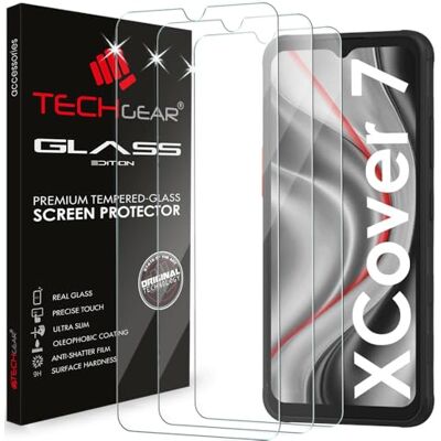 TECHGEAR Glass Edition, pellicola protettiva in vetro per Samsung Galaxy XCover 7, bordi arrotondati 2,5D, durezza 9H, nitidezza cristallina, antigraffio, senza bolle, confezione da 3 TECHGEAR Glass Edition, pellicola protettiva in vetro per Samsung Galaxy XCover 7, bordi arrotondati 2,5D, durezza 9H, nitidezza cristallina, antigraffio, senza bolle, confezione da 3