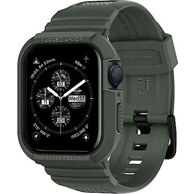 Spigen Cover con Cinturino Rugged Armor Pro in TPU Compatibile con Apple Watch Series per 9/8/7 45mm e Series per 6/SE/5/4 44mm Military Green Spigen Cover con Cinturino Rugged Armor Pro in TPU Compatibile con Apple Watch Series per 9/8/7 45mm e Series per 6/SE/5/4 44mm Military Green