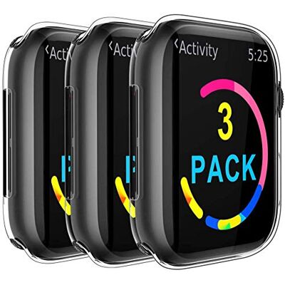 iVoler 3 Pezzi Cover e Pellicola Protettiva per Apple Watch 40mm SE (2025/2022 / 2020) Series 6 5 4, Copertura Completa Custodia Trasparente, Sottile Morbida TPU Protezione Schermo Anti-Graffio Case iVoler 3 Pezzi Cover e Pellicola Protettiva per Apple Watch 40mm SE (2025/2022 / 2020) Series 6 5 4, Copertura Completa Custodia Trasparente, Sottile Morbida TPU Protezione Schermo Anti-Graffio Case