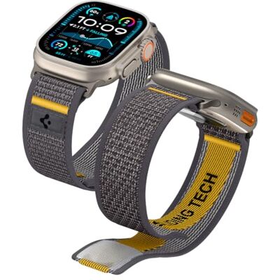 Spigen Athlex Air Cinturino per Apple Watch Ultra 4/3/2/1, Series 12/11/10 Cinturino nylon traspirante con velcro e cuciture gialle per Apple Watch 49/46/45/44/42mm Spigen Athlex Air Cinturino per Apple Watch Ultra 4/3/2/1, Series 12/11/10 Cinturino nylon traspirante con velcro e cuciture gialle per Apple Watch 49/46/45/44/42mm