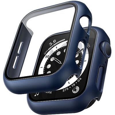 TAURI Cover per Apple Watch SE 3/2/1, Series 6/5/4 44mm,Blu Con Pellicola Protettiva,Vetro Temperato Integrato, Custodia ad Alta Sensibilità Touch, Design in PC Rigido, 2 Pezzi TAURI Cover per Apple Watch SE 3/2/1, Series 6/5/4 44mm,Blu Con Pellicola Protettiva,Vetro Temperato Integrato, Custodia ad Alta Sensibilità Touch, Design in PC Rigido, 2 Pezzi
