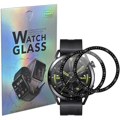 PHONILLICO Vetro temperato per Huawei Watch GT 3, 46 mm, confezione da 2, pellicola protettiva per display, anti-graffio PHONILLICO Vetro temperato per Huawei Watch GT 3, 46 mm, confezione da 2, pellicola protettiva per display, anti-graffio