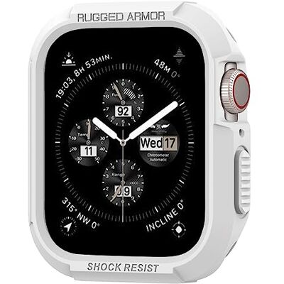 Spigen Cover Rugged Armor Compatibile con Apple Watch Series per 9/8/7 45mm e Series per 6/SE/5/4 44mm White Spigen Cover Rugged Armor Compatibile con Apple Watch Series per 9/8/7 45mm e Series per 6/SE/5/4 44mm White