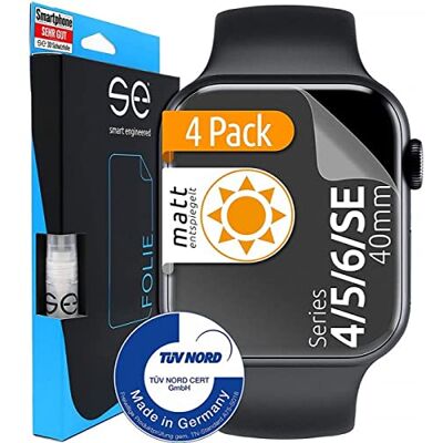smart engineered 3D Pellicola protettiva per schermo per Apple Watch 40mm / 41mm antiriflesso [4 pezzi Opaco, Case-friendly, Non Vetro Temperato ma Pellicola Protettiva TPU smart engineered 3D Pellicola protettiva per schermo per Apple Watch 40mm / 41mm antiriflesso [4 pezzi Opaco, Case-friendly, Non Vetro Temperato ma Pellicola Protettiva TPU