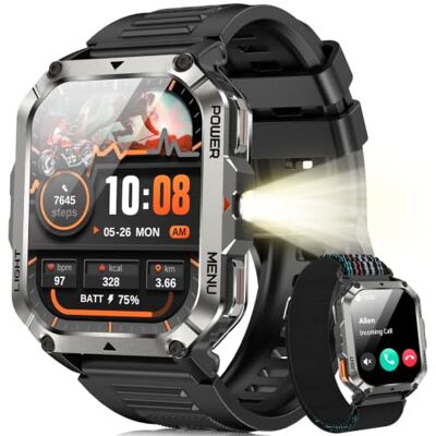 Blackview Smartwatch Uomo, 2.01" Smartwatch Militare Uomo Fitness con Chiamate Bluetooth Orologio Intelligente 115+ Modalità Sportive/900 mAh/Sonno/Cardiofrequenzimetro/Torcia/Bussola per Android IOS Blackview Smartwatch Uomo, 2.01" Smartwatch Militare Uomo Fitness con Chiamate Bluetooth Orologio Intelligente 115+ Modalità Sportive/900 mAh/Sonno/Cardiofrequenzimetro/Torcia/Bussola per Android IOS