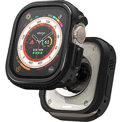 elago Custodia Armor per Apple Watch Ultra 4 / Ultra 3 / Ultra 2 / Ultra Massima Protezione, Protezione Robusta, Leggera, Flessibile, Bordo Rialzato, Ricarica Facile (Nero) elago Custodia Armor per Apple Watch Ultra 4 / Ultra 3 / Ultra 2 / Ultra Massima Protezione, Protezione Robusta, Leggera, Flessibile, Bordo Rialzato, Ricarica Facile (Nero)