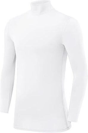 PowerLayer Maglia da Bambino a Manica Lunga Collo Alto a Compressione Bianco, 10-12 Anni