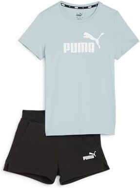 Puma Logo Tee & Shorts Set G, Tuta da Pista Bambine e Ragazze, Turchese Surf, 116