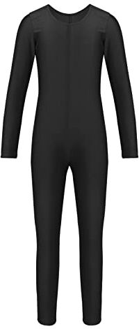 ranrann Body da Ginnastica Artistica Bambina Leotards Bodysuit Manica Lunga Jumpsuit Body da Balletto Jumpsuit Body Danza Classica Tuta Intera Completo Sportivo Allenamento Nero 7-8 anni