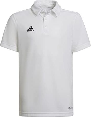 Adidas Entrada 22 Short Sleeve Polo Shirt Maglietta, White, 9-10 anni Unisex Bambini e ragazzi