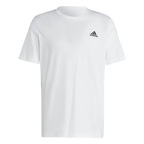 Adidas Essentials Single Jersey Embroidered Small Logo Short Sleeve T-shirt, White, S Uomo