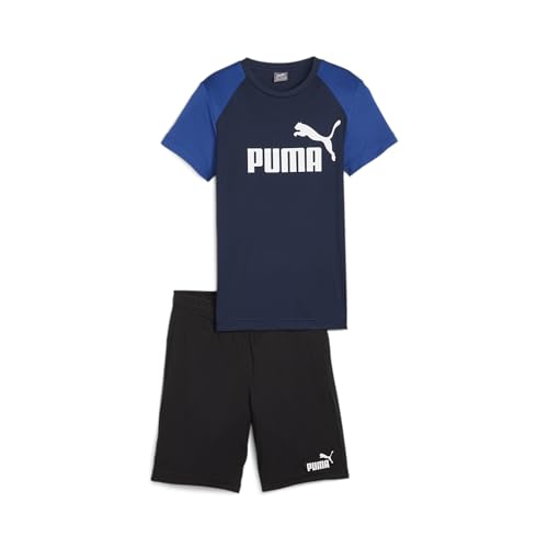 Puma Set Corto in Poliestere B, Tuta Jog Bambino, Club Navy, 110