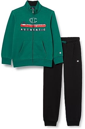 Champion Legacy Legacy Sweatsuits B Graphic Shop Powerblend Fleece Full Zip Tuta sportiva, Verde Scuro/Nero, 3-4 anni Bambino FW23