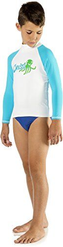 Cressi RashGuard Junior Maglia Protettiva in Tessuto Elastico con Protezione solare UV (UPF) 50+, Blu (Octopus), S/2 (Taglia del produttore:6-7 Anni)