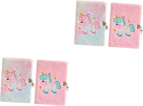 MAGICLULU 4 Pz Quaderno Di Peluche Diario Di Peluche Per Bambina Libro Del Diario Della Ragazza Taccuino Di Volpe Cartoni Animati Diario Delle Ragazze Bambino Tie-dye Chiave Carta